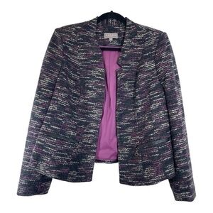 Laura Petites Sz 10 Colorblock  Fall Boucle Tweed Grunge Lined Open Front Blazer